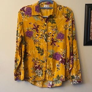 Bailey & Chloe Floral Yellow Button-Up Shirt